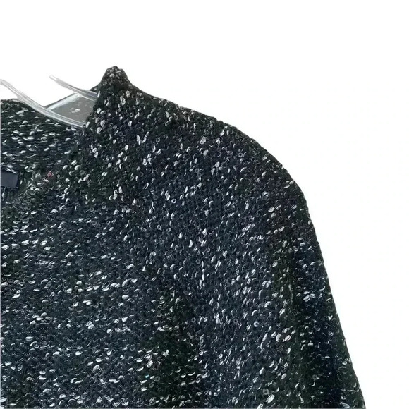 Anne Klein Tweed Blazer Jacket Medium Sequins Black Snap Button Front Careerwear - Picture 5 of 12